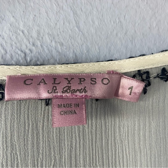 Calypso St. Barth Velsia Silk Beaded Sheer Tunic Top Swimsuit Coverup Size Small - Picture 8 of 10